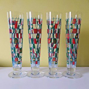 Pilsner Beer Stein Playing Card Art Drinking Glasses: Set of 4